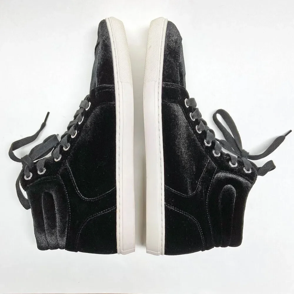 J/Slides NYC Women's Clique Black Velvet High Top Sneakers Size 8.5 Lace-up